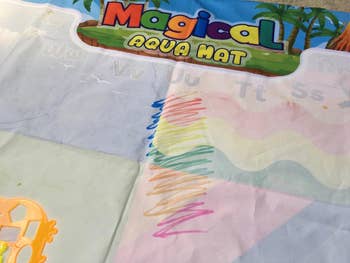 closeup of the mat showing the magic pen revealed the colors underneath