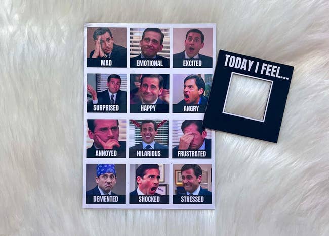 magnet with twelve pictures of Michael Scott in different moods