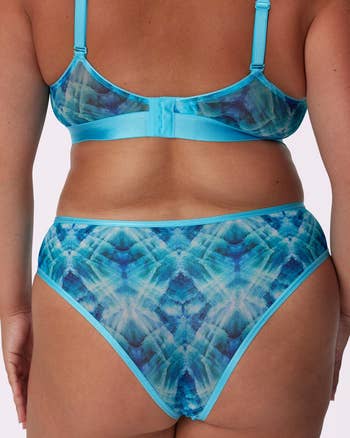 model wearing the blue kaleidoscope underwear