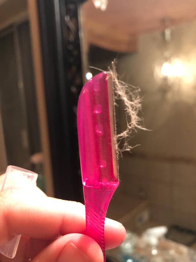 Hair removed from the dermaplane razors