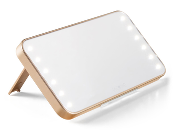 front view of smartphone lit mirror with leg stand