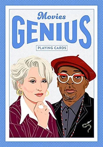 the box of movie playing cards, with meryl streep and spike lee on the cover