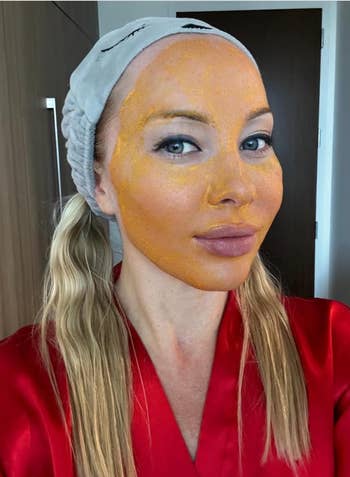 reviewer with orangish  pumpkin look   disguise  connected  