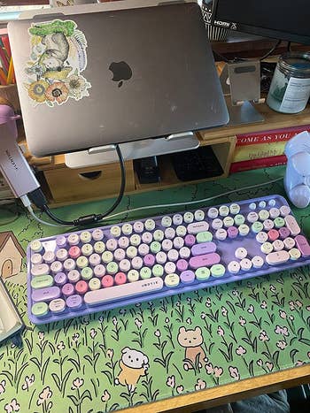 a lavender pastel colored keyboard
