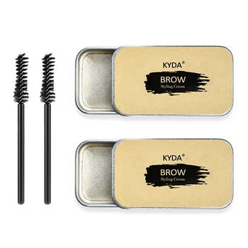 the two packs of eyebrow soap and spoolie brushes