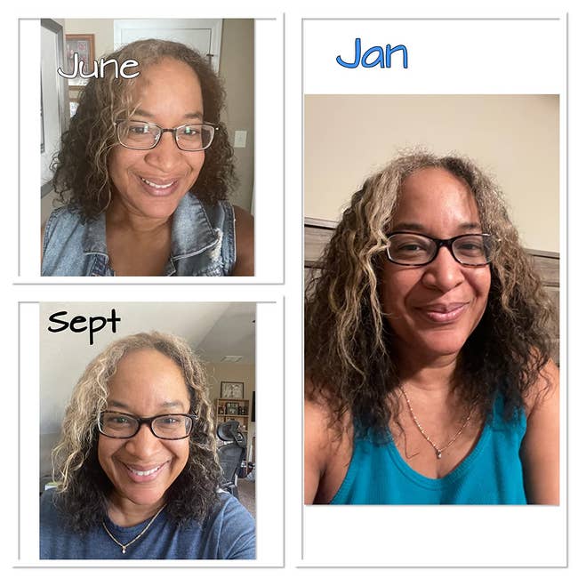 another reviewer showing their shoulder-length hairsbreadth successful june, past again successful september, and past again successful january