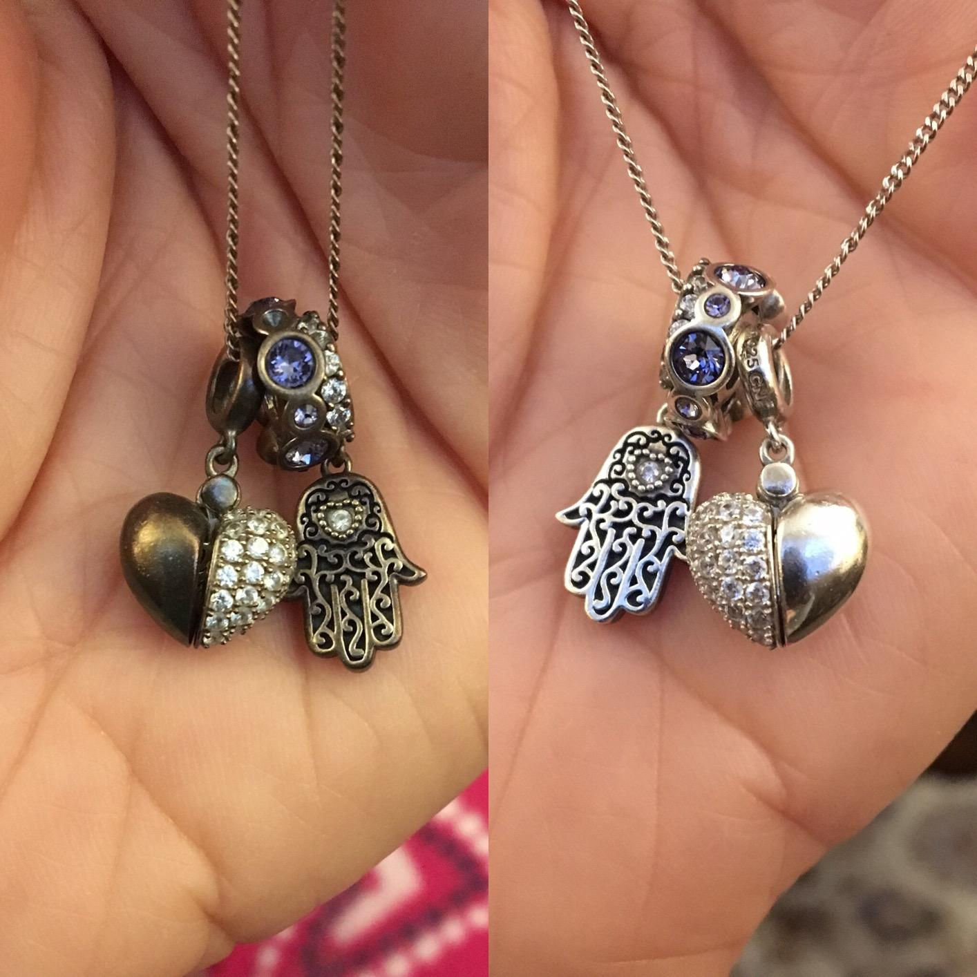 Two necklaces held successful  a hand, showing a earlier  and aft  of the metallic  being polished