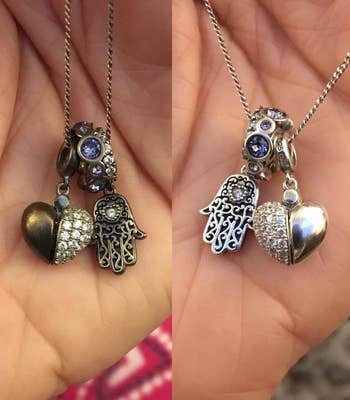 Two necklaces held successful a hand, showing a earlier and aft of the metallic being polished
