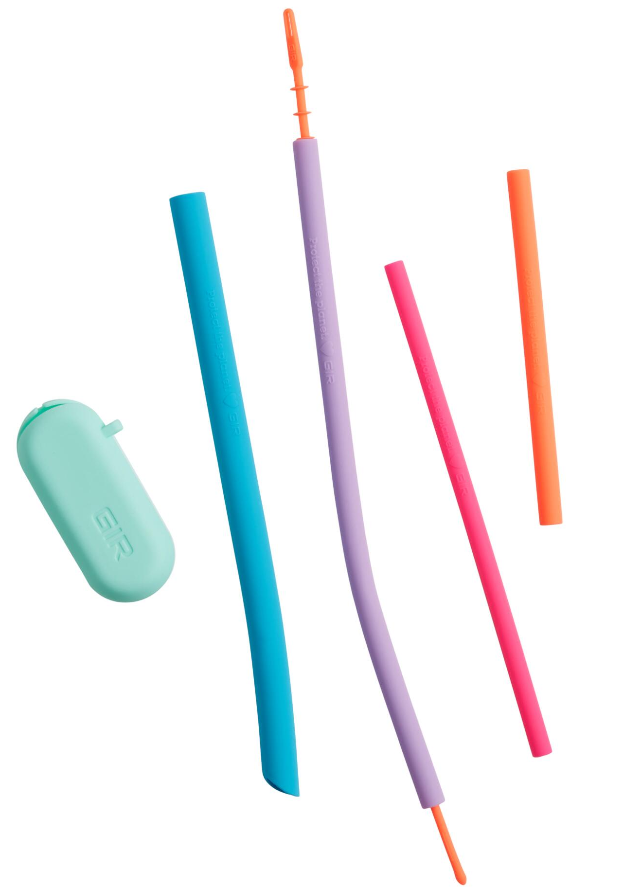colorful silicone straws and small case