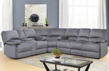 lifestyle photo of gray corner L-shaped sectional