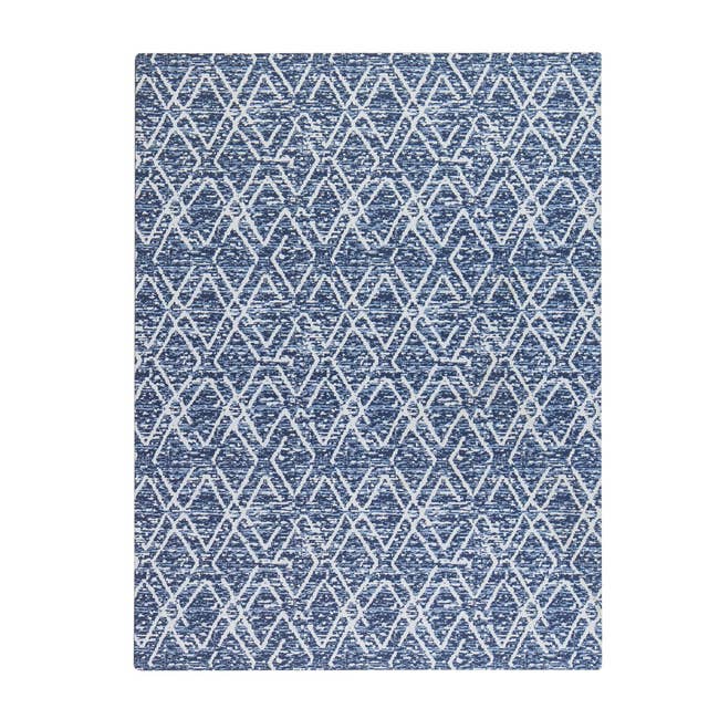 Blue chair mat with diamond pattern