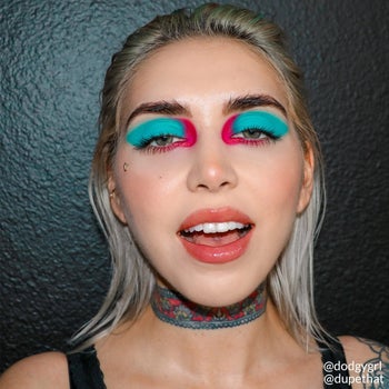 a model wearing eyeshadow from the remix dance 80s palette