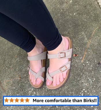 reviewer wearing sandals