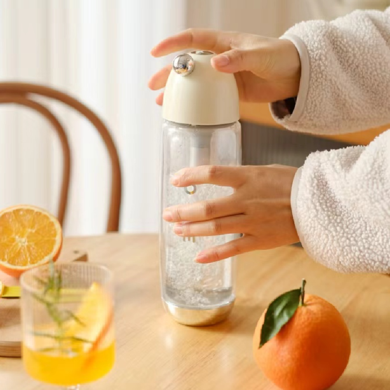 a model using the beige water maker