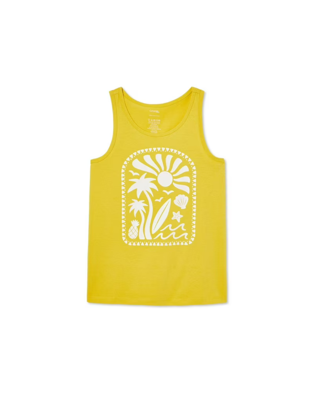yellow tank top with sun graphic