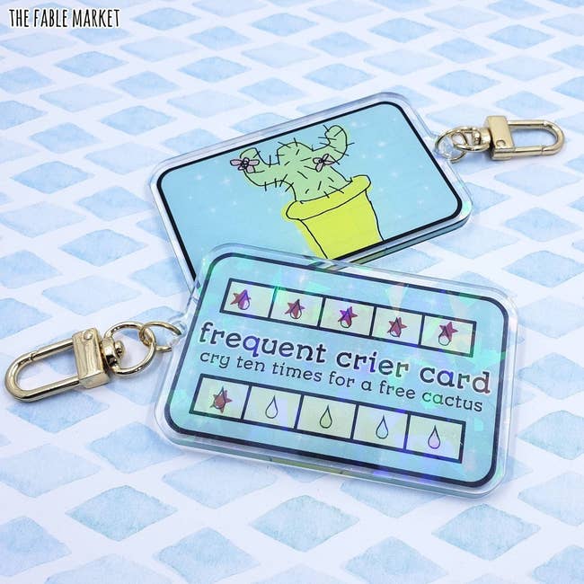 a keychain that looks like a stamp card and says 