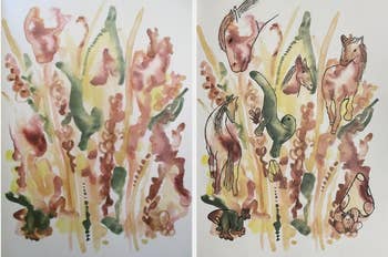 A set of watercolors of a page with an 