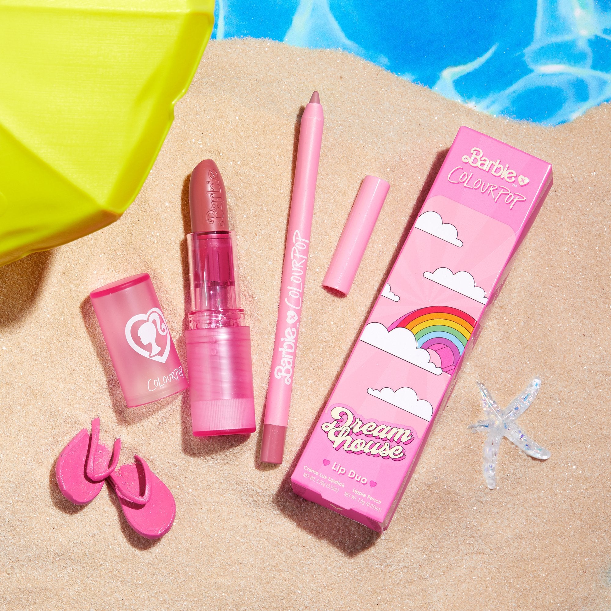a barbie themed lipstick and liner