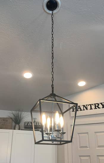 another reviewer's single pendant light after using the conversion kit