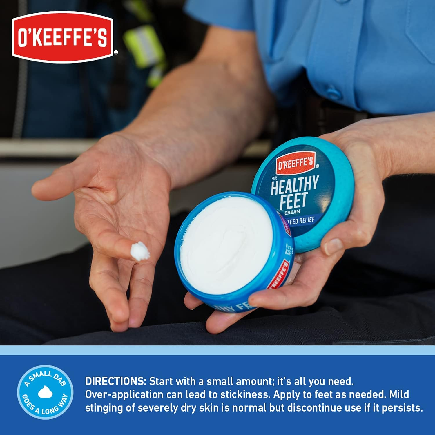 model holding unfastened  jar of ft  cream