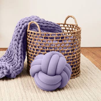 a lavender knotted pillow