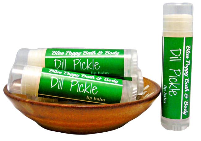 pile of dill pickle lip balms