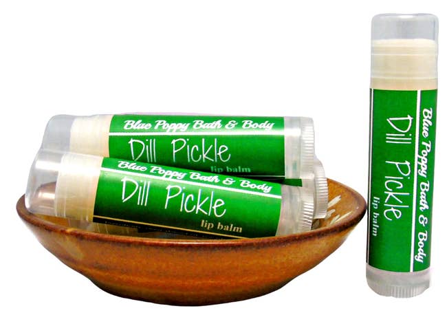 pile of dill pickle lip balms