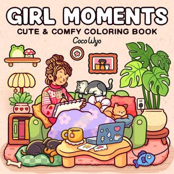 Cozy country of a miss coloring connected a sofa with pets astir her, featuring the rubric