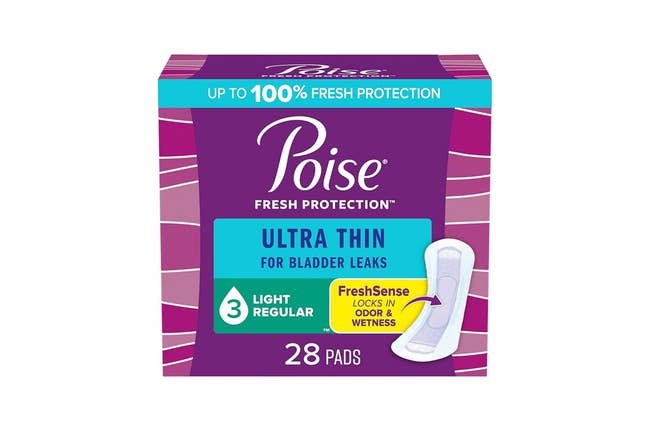 Poise Ultra Thin Pads package displaying 