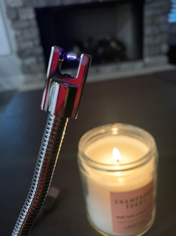 A reviewer's lighter lit