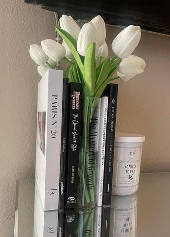 the book vase tucked in between other books