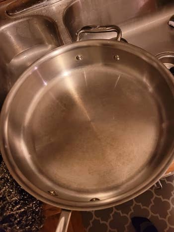 Reviewer's pan sparkling clean