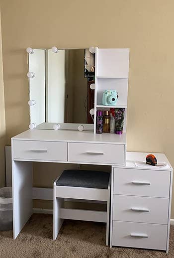 reviewer photo of the vanity set in white