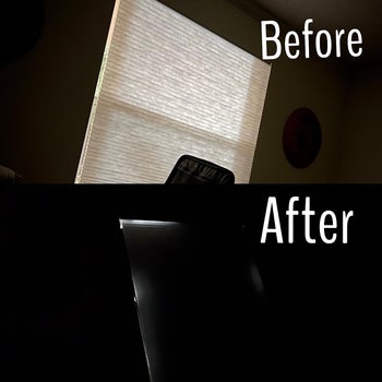 reviewer room before and after adding black out curtains to make room much darker