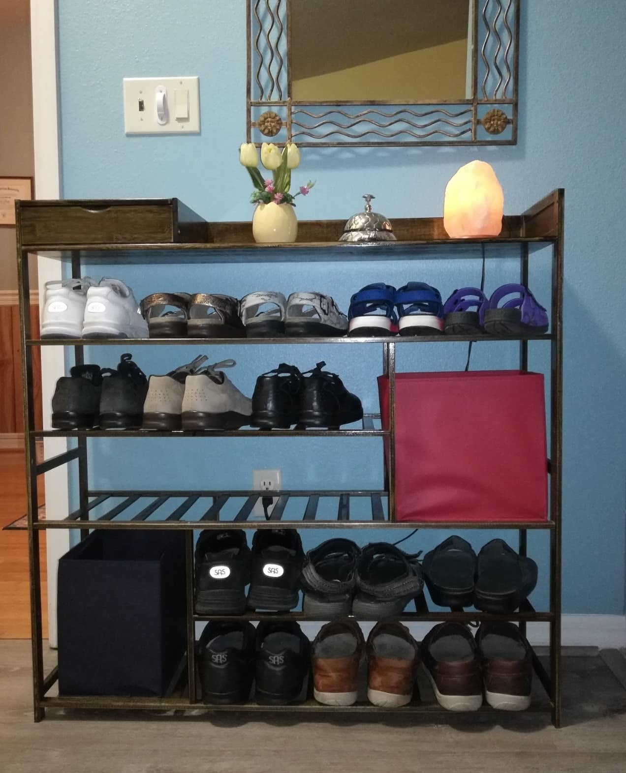 reviewer image of the bamboo shoe rack
