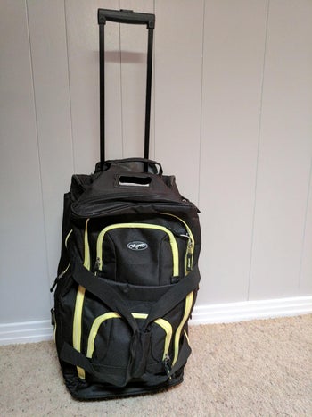 reviewer photo of duffel bag, upright