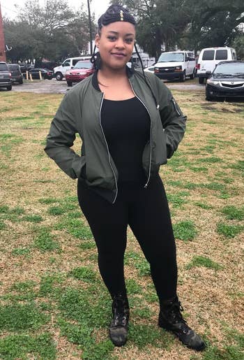 another reviewer in the army green bomber jacket