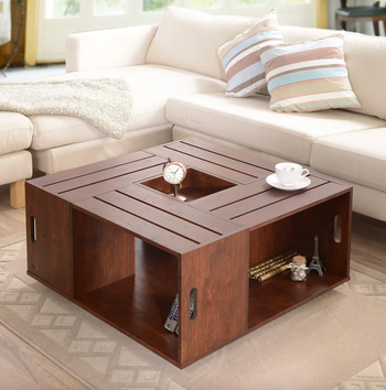 coffee table with storage shelves