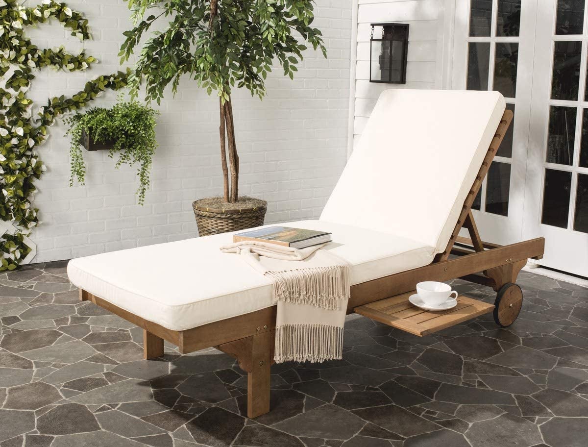 Safavieh wooden chair with white cushions