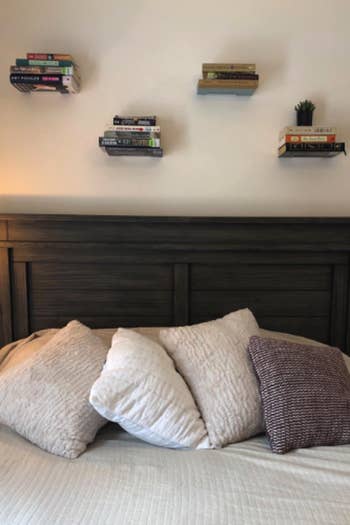 Reviewer photo of the shelves above a bed