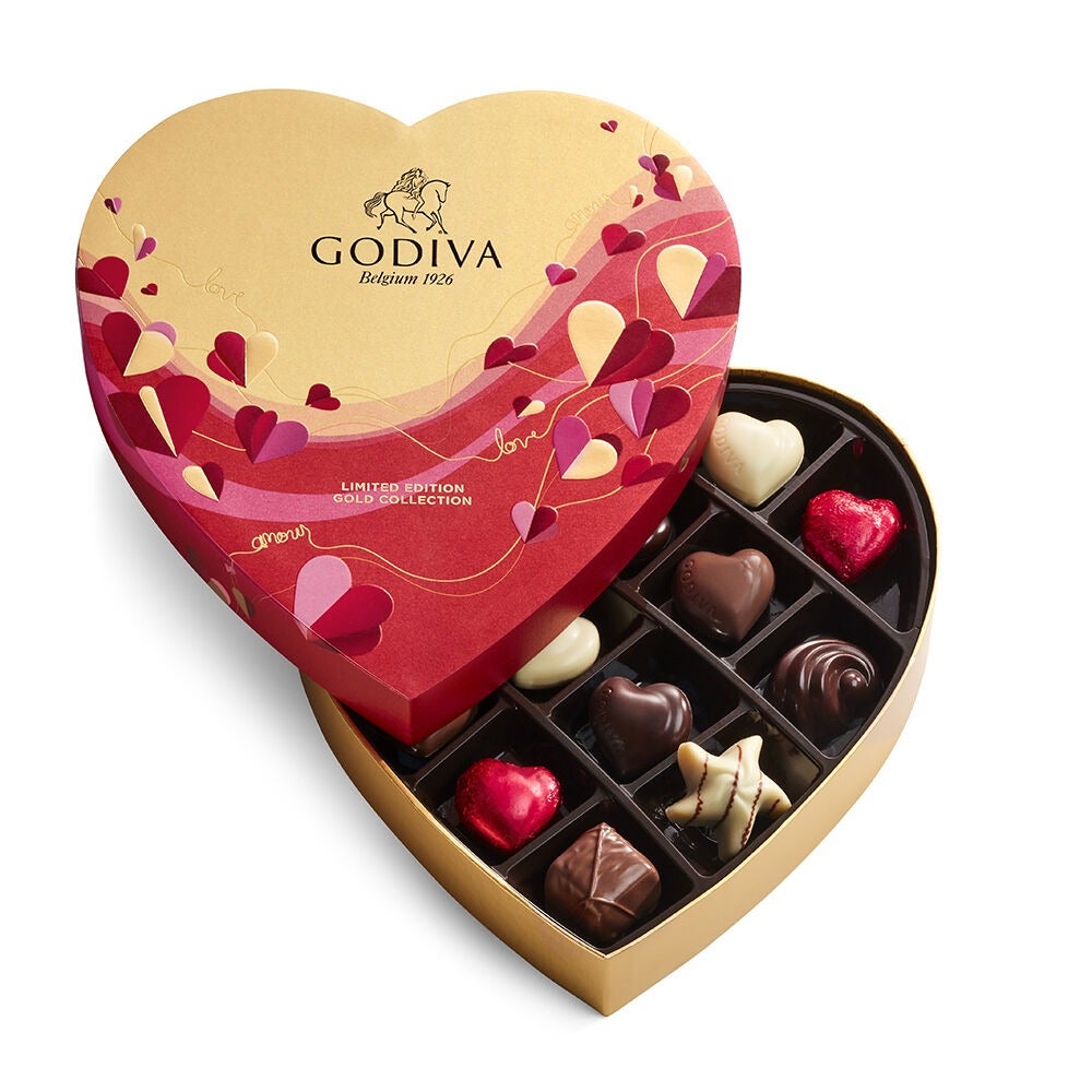 chocolates in a heart shaped box