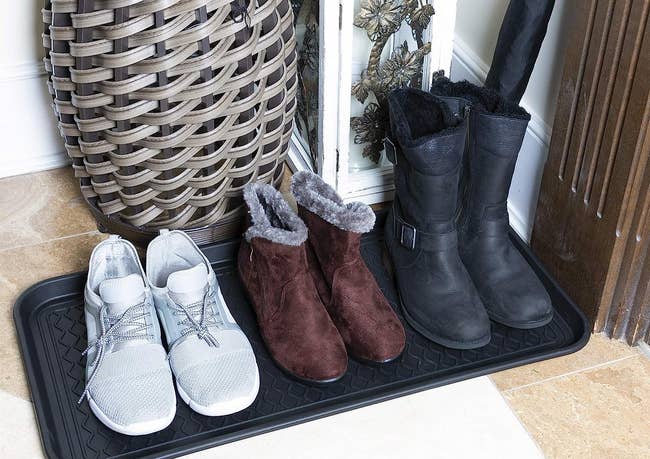 the boot tray in an entryway