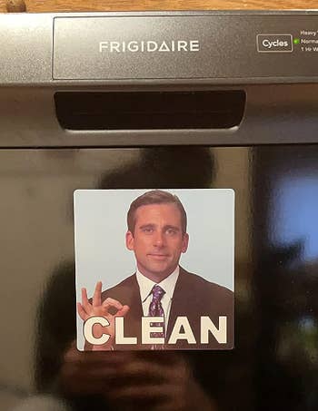 reviewers dishwasher magnet on the clean side with Michael Scott