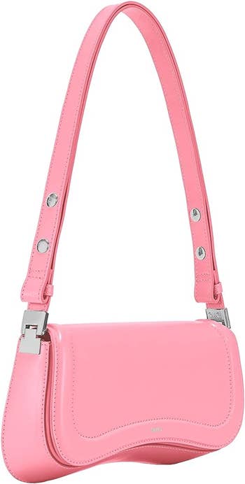 a pink curvy hand bag