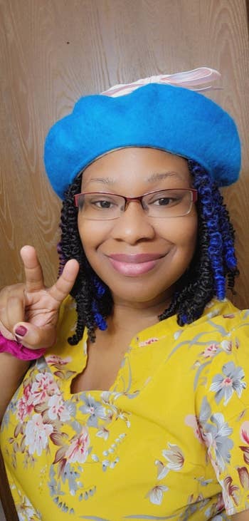 Buzzfeed staffer, Tasia, wearing the beret