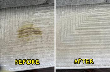 Carpet shown with a stain labeled 
