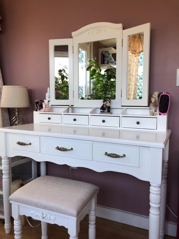 reviewer photo of white vanity table