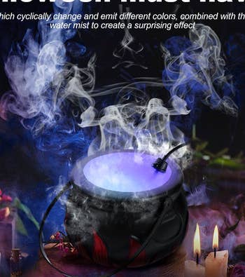 the same cauldron fogging up with blue light