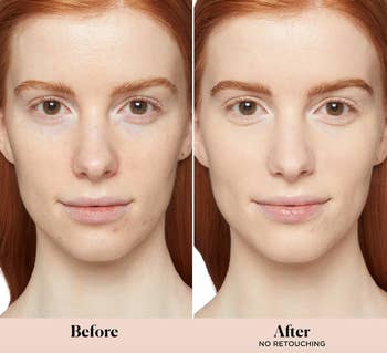 a model before and after for the tinted moisturizer