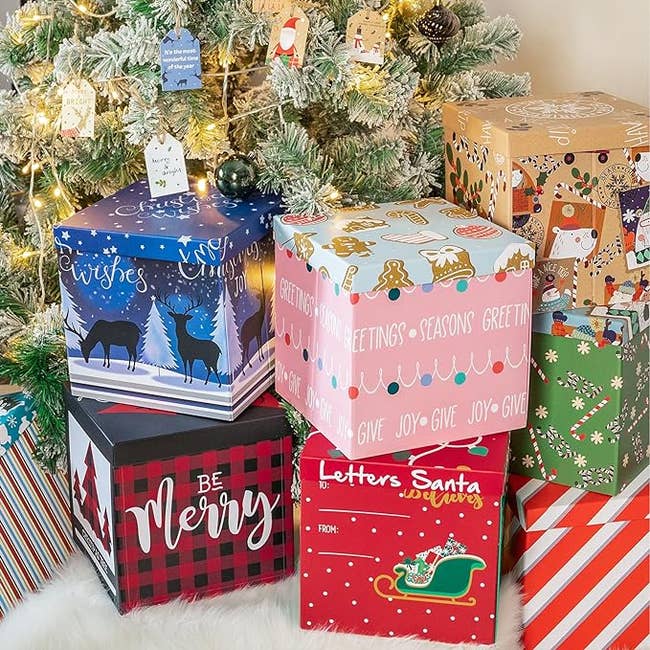 six gift boxes with different designs